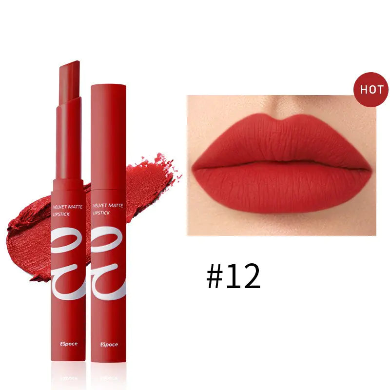 12 Colors Velvet Matte Lipstick - Long Lasting & Waterproof