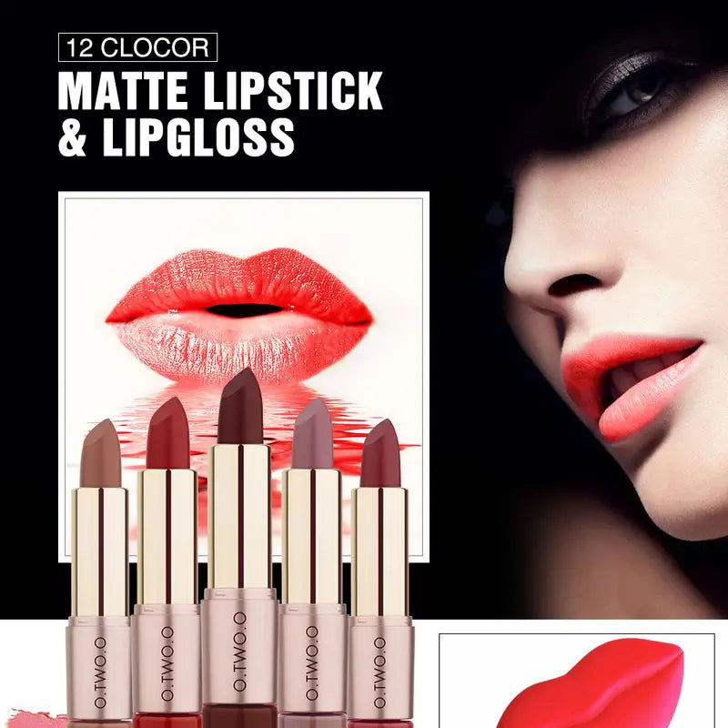 Double-End Velvet Matte Lipstick & Lip Gloss (12 Colors)