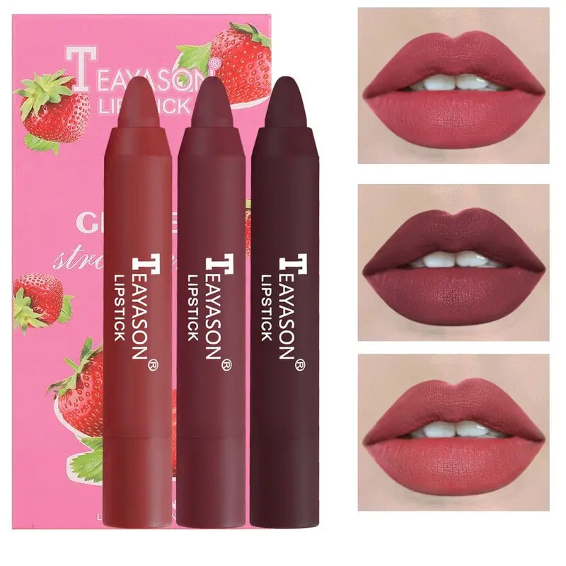 3 Sticks Set Matte Velvet Lipstick in Milk Tea Shades