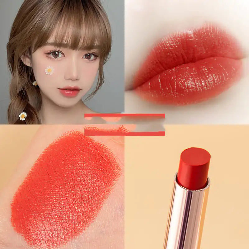 Golden Thin Tube Semi-Matte Velvet Moisturizing Lipstick