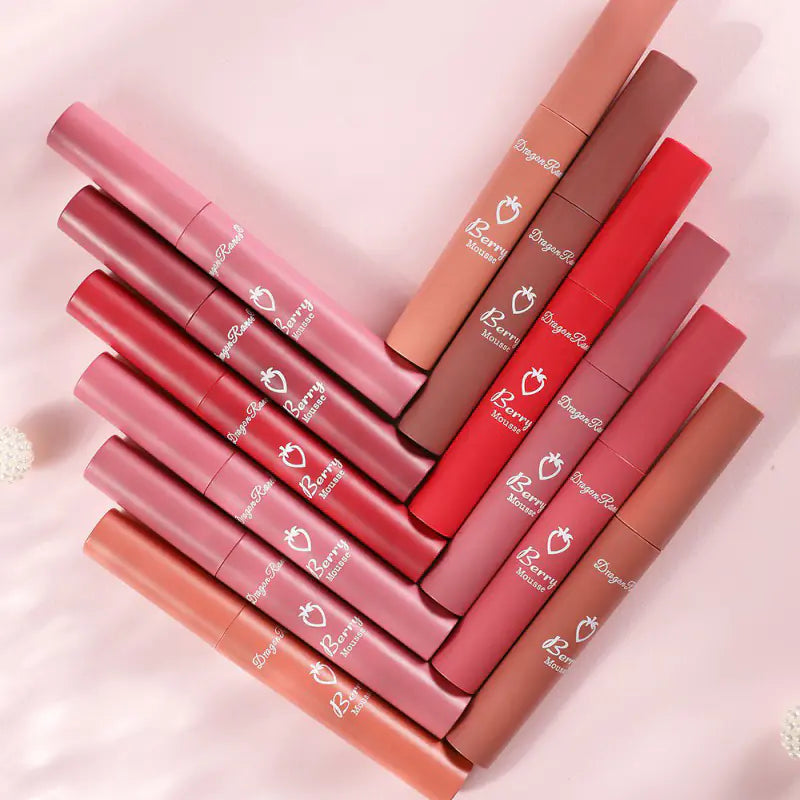 1pc Strawberry Velvet Matte Lipstick Set Box