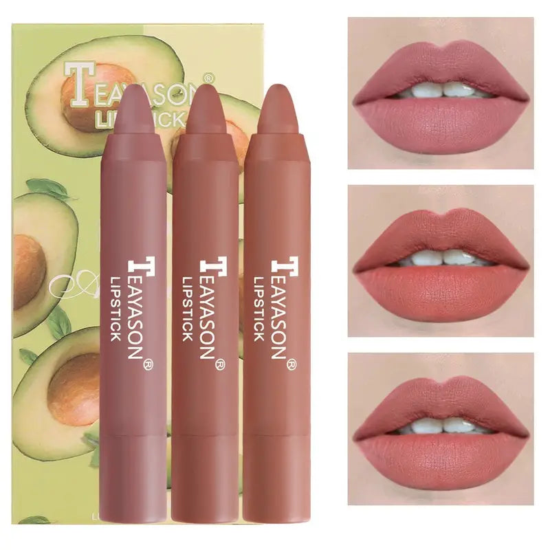3 Sticks Set Matte Velvet Lipstick in Milk Tea Shades