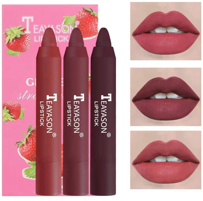 3 Sticks Set Matte Velvet Lipstick in Milk Tea Shades