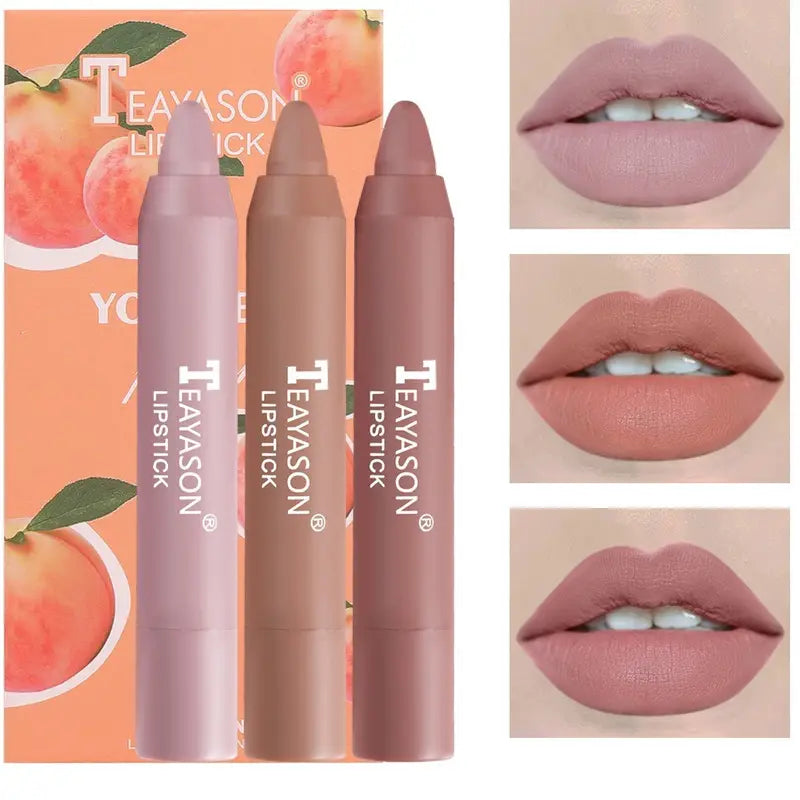 3 Sticks Set Matte Velvet Lipstick in Milk Tea Shades